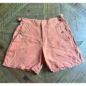Athleta Voyager 100% Linen Shorts Women's Salmon Rust Lightweight Size 8